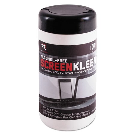 READ RIGHT ScreenKleen Monitor Screen Wet Wipes, Cloth, 5.25 x 5.75, 50/Tub RR1491